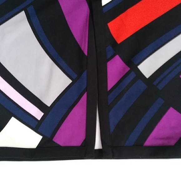 Worthington Pattern Pencil Skirt w/Front Slit 6 Black Blue - Picture 5 of 15